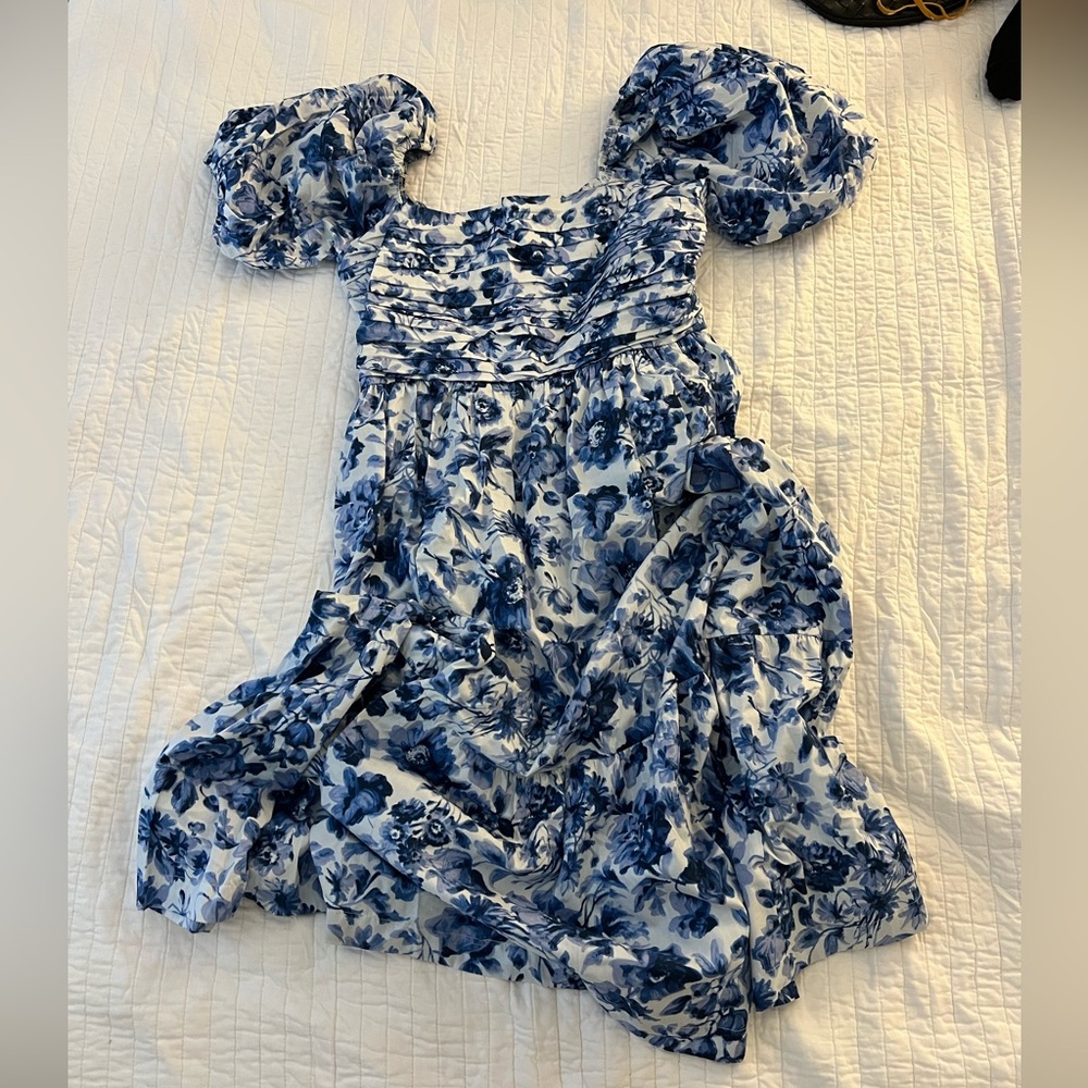 Abercrombie & Fitch Blue Floral Midi Emerson Dress size large